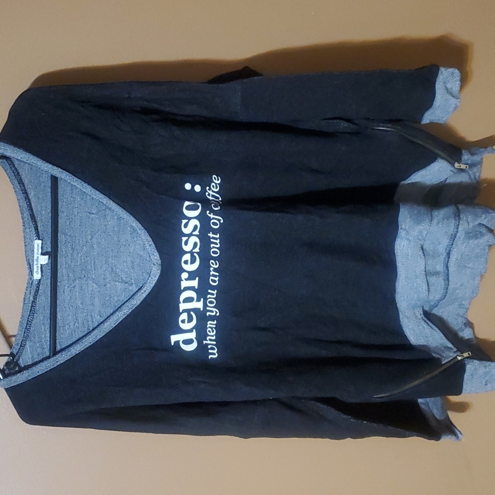 Womens Casual Top Size XL Dark Blue/Grey DEPRESSO : when you are out of coffee